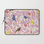 Birds in branches chalky pink Laptop Sleeve Gallery Image 1