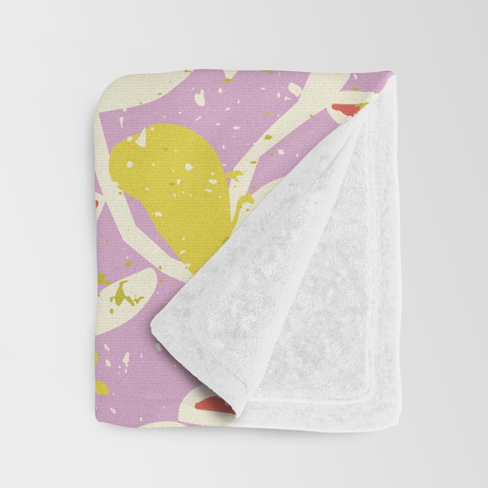 Birds in branches chalky pink Throw Blanket Gallery Image 3