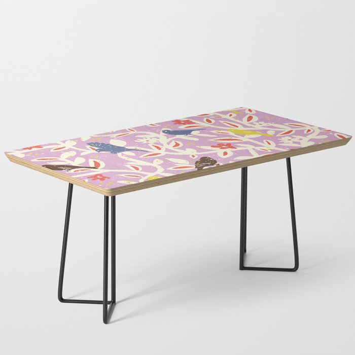 Birds in branches chalky pink Coffee Table Gallery Image 1