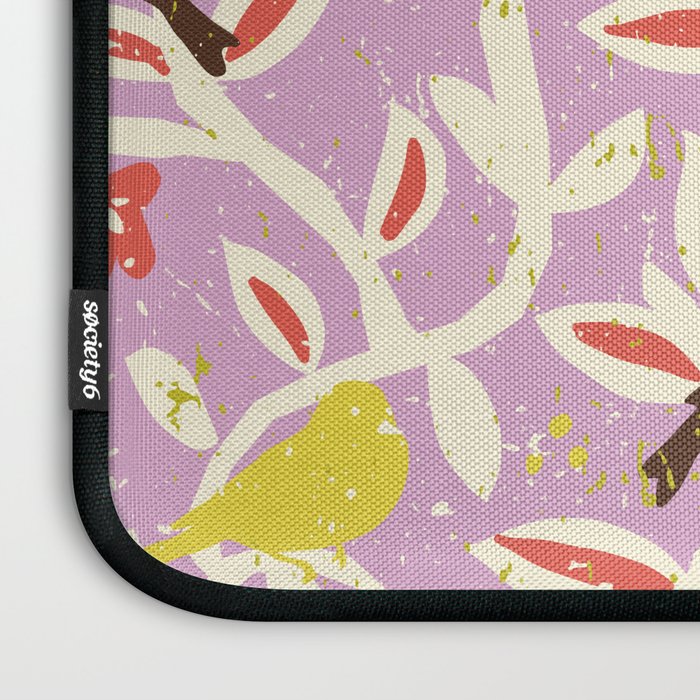Birds in branches chalky pink Laptop Sleeve Gallery Image 3