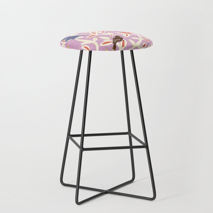 Birds in branches chalky pink Stool Gallery Image 1
