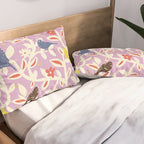 Birds in branches chalky pink Pillow Sham Gallery Image 2