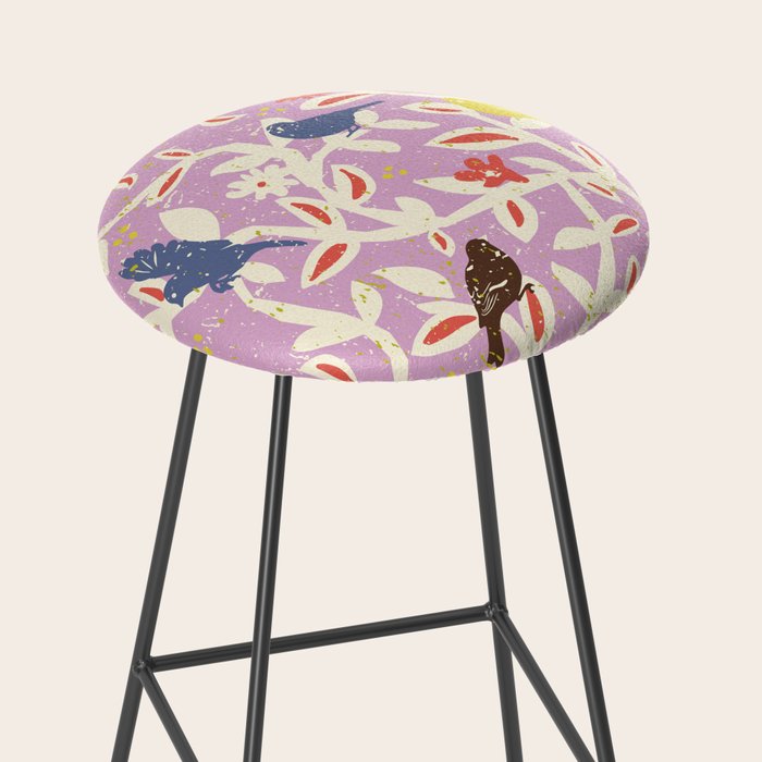Birds in branches chalky pink Stool Gallery Image 2