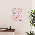Birds in branches chalky pink Poster Gallery Image 2