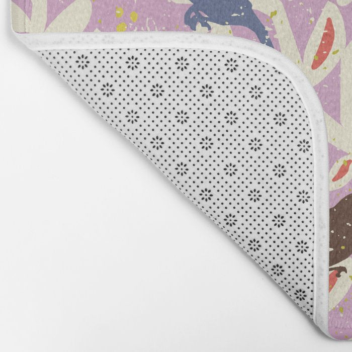 Birds in branches chalky pink Bath Mat Gallery Image 2