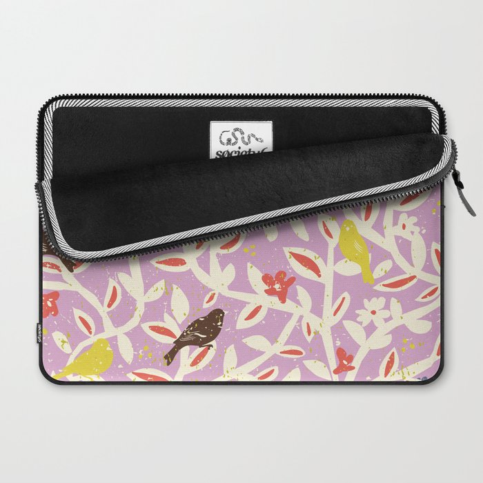 Birds in branches chalky pink Laptop Sleeve Gallery Image 2
