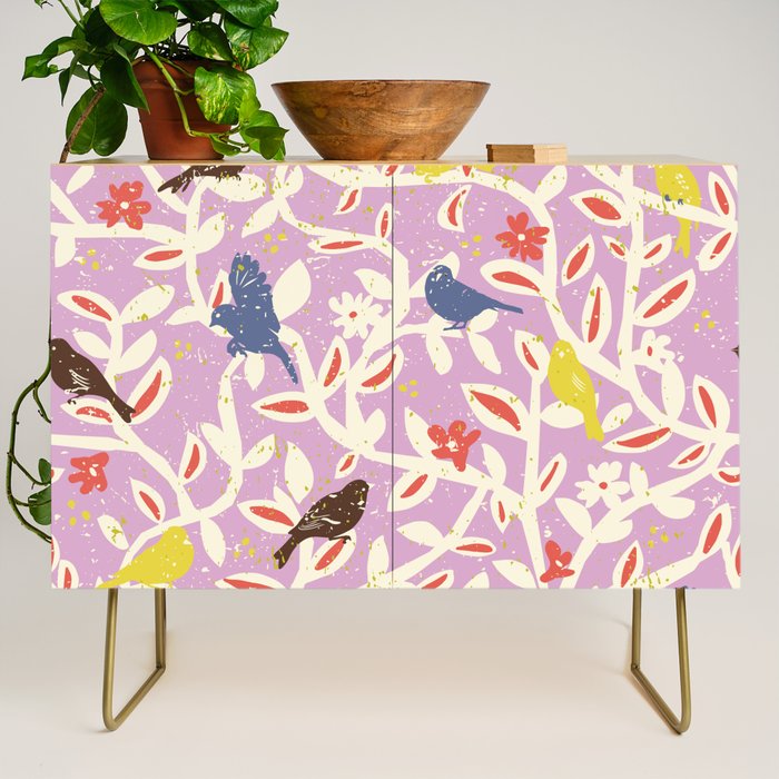 Birds in branches chalky pink Credenza Gallery Image 1