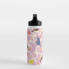 Birds in branches chalky pink Water Bottle Gallery Image 3