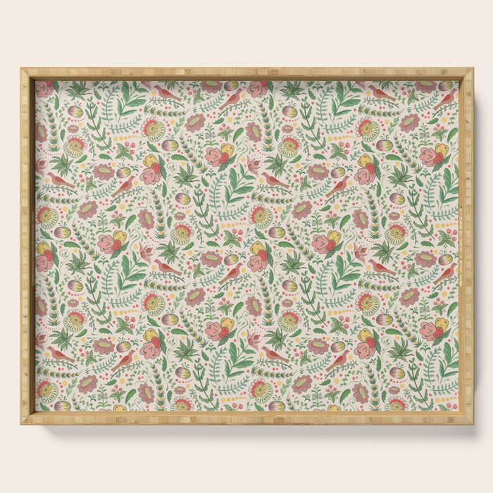 Swedish Floral - Cream Serving Tray Gallery Image 1