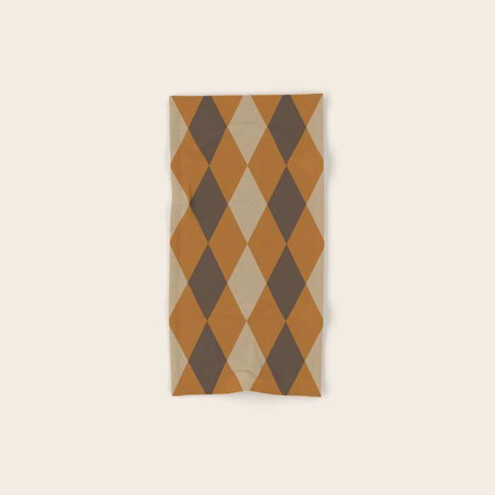 Retro Argyle Diamond Pattern Brown Caramel Bath Towel Gallery Image 1