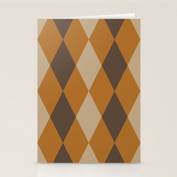 Retro Argyle Diamond Pattern Brown Caramel Stationery Card Gallery Image 2