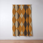 Retro Argyle Diamond Pattern Brown Caramel Window Curtain Gallery Image 3