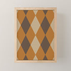 Retro Argyle Diamond Pattern Brown Caramel Mini Art Print Gallery Image 1