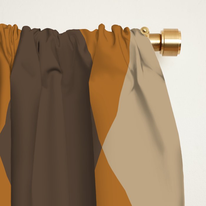 Retro Argyle Diamond Pattern Brown Caramel Window Curtain Gallery Image 2