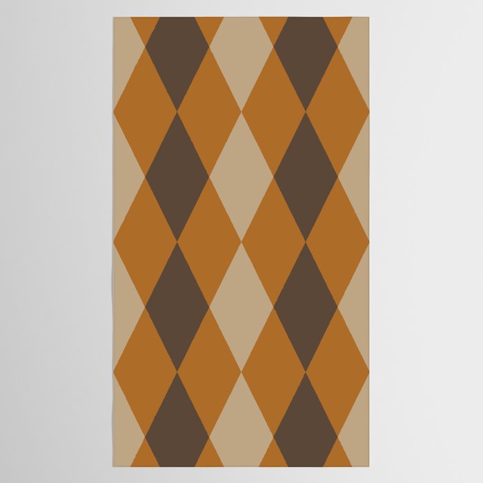 Retro Argyle Diamond Pattern Brown Caramel Tablecloth Gallery Image 2