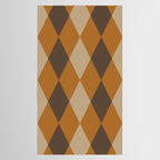 Retro Argyle Diamond Pattern Brown Caramel Tablecloth Gallery Image 2