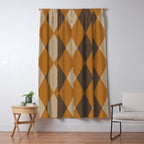 Retro Argyle Diamond Pattern Brown Caramel Window Curtain Gallery Image 5