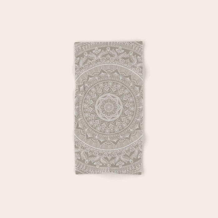 Mandala - Taupe Bath Towel Gallery Image 1
