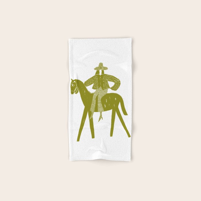 Solo Rider Dark Moss â Minimalist Cowboy Art Bath Towel Gallery Image 1