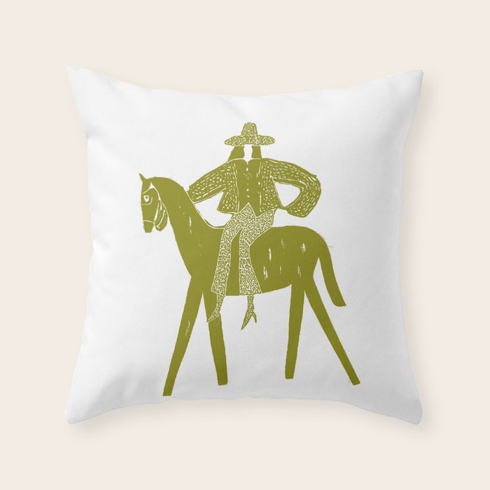 Solo Rider Dark Moss â Minimalist Cowboy Art Throw Pillow Gallery Image 6