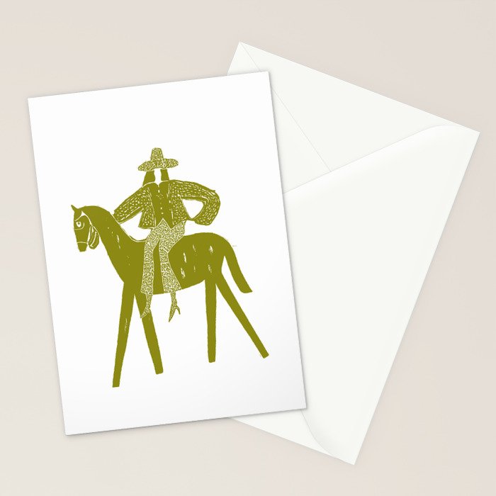 Solo Rider Dark Moss â Minimalist Cowboy Art Stationery Card Gallery Image 2