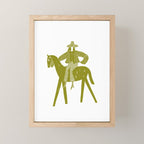 Solo Rider Dark Moss â Minimalist Cowboy Art Mini Art Print Gallery Image 1