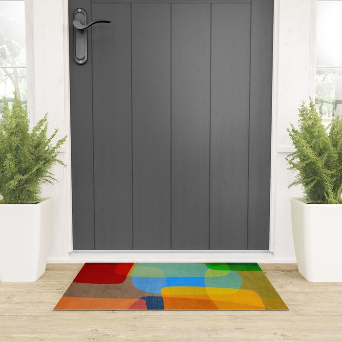 Mid-Century Modern Abstract Shapes Welcome Mat Gallery Image 3