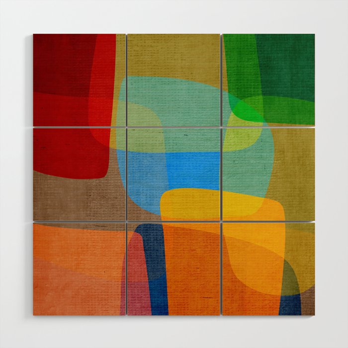 Mid-Century Modern Abstract Shapes Wood Wall Art Gallery Image 1