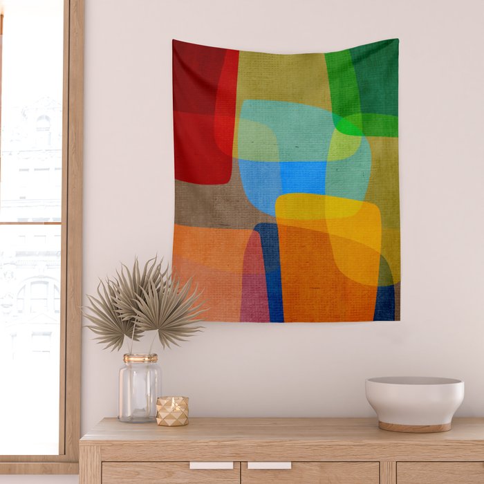 Mid-Century Modern Abstract Shapes Wall Tapestry Gallery Image 2