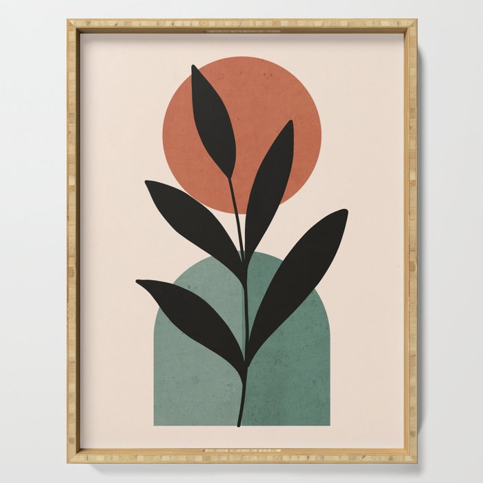 Abstract Art Tropical Leaf 16 Serving Tray Gallery Image 1