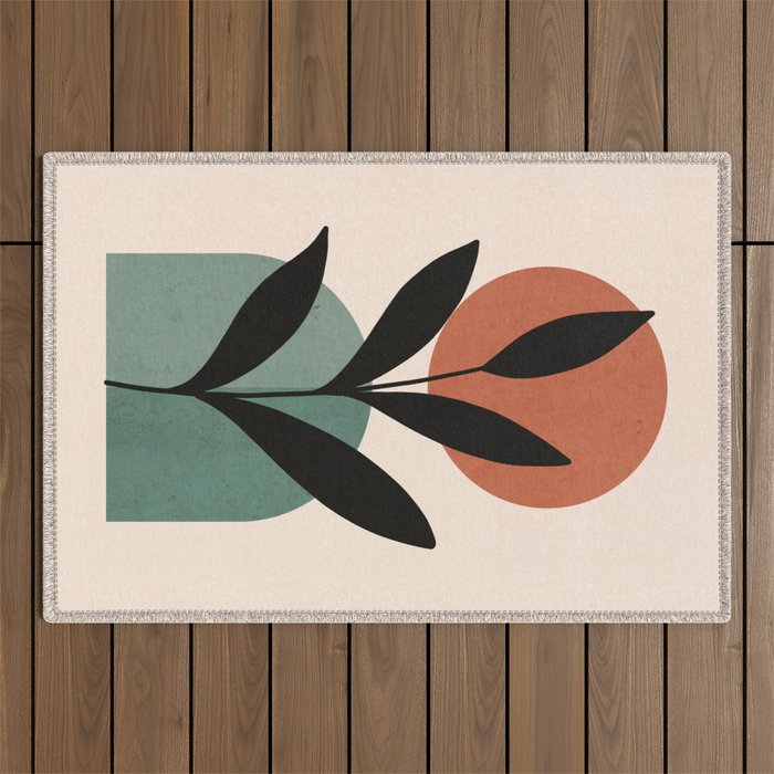 Abstract Art Tropical Leaf 16 Outdoor Rug Gallery Image 1