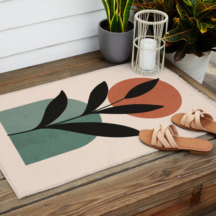 Abstract Art Tropical Leaf 16 Outdoor Rug Gallery Image 2