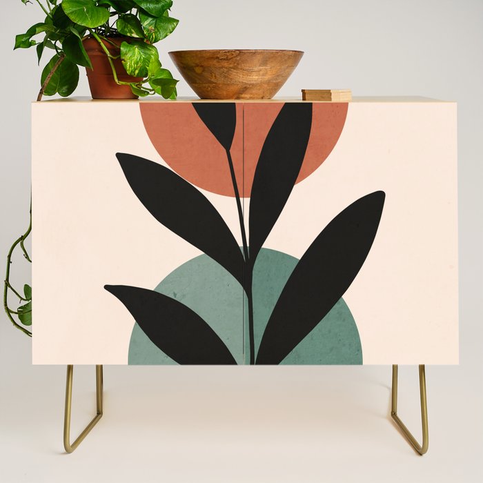 Abstract Art Tropical Leaf 16 Credenza Gallery Image 1
