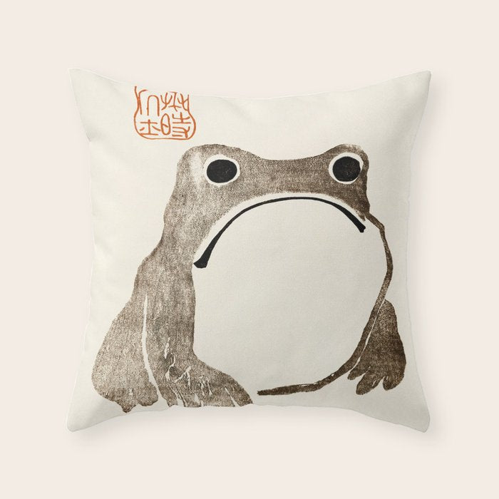 Unimpressed Frog Meika Gafu by Matsumoto Hoji 1814 - Frog Throw Pillow Gallery Image 6