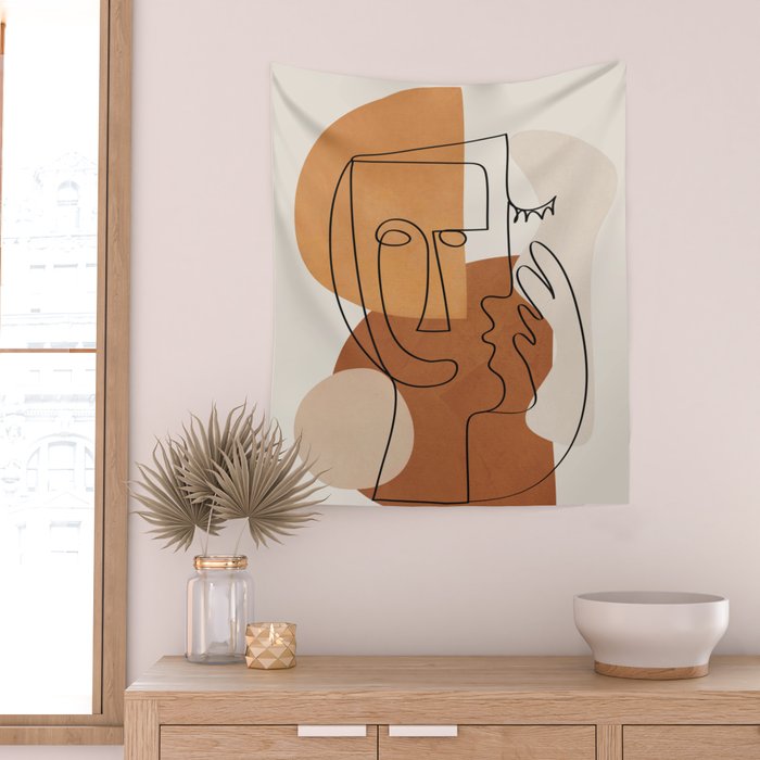 Abstract Clay Faces I Wall Tapestry Gallery Image 2