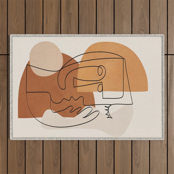 Abstract Clay Faces I Outdoor Rug Gallery Image 1