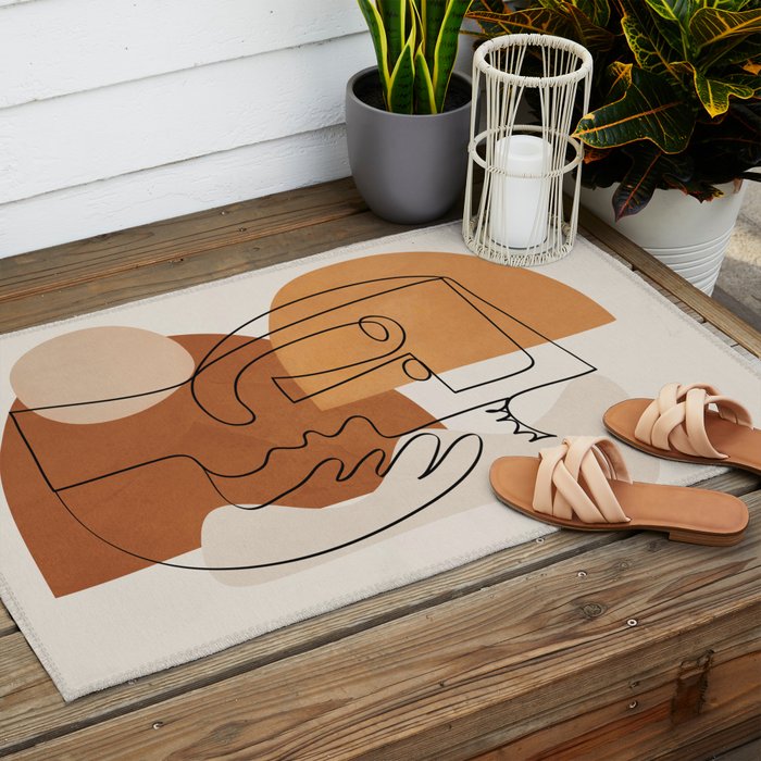 Abstract Clay Faces I Outdoor Rug Gallery Image 2