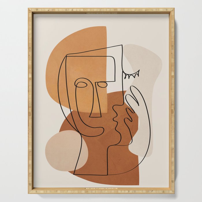 Abstract Clay Faces I Serving Tray Gallery Image 1