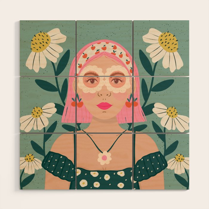 Spring Floral Girl  Wood Wall Art Gallery Image 1
