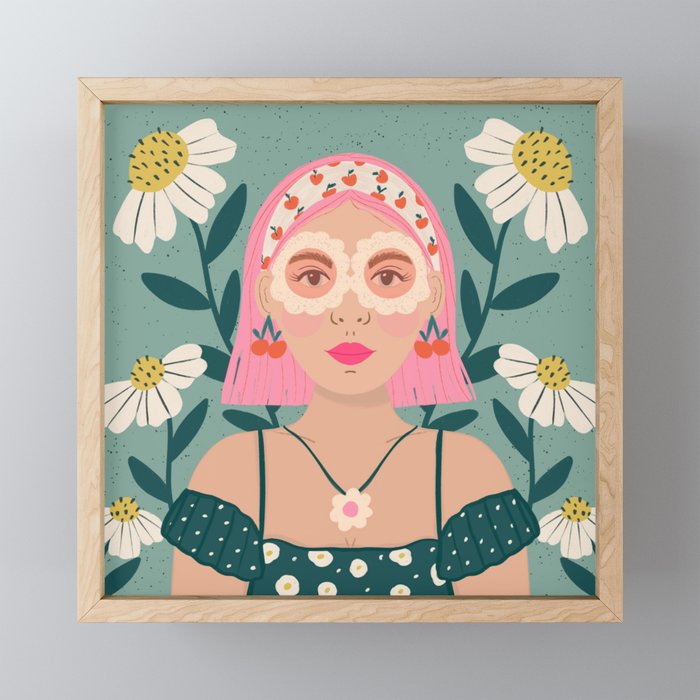 Spring Floral Girl  Mini Art Print Gallery Image 1