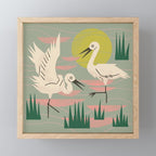 Cranes Wading At Sunset (Sage) Mini Art Print Gallery Image 1