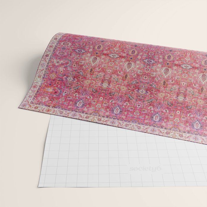N45 - Pink Vintage Traditional Moroccan Boho & Farmhouse Style Artwork. Wrapping Paper Gallery Image 2