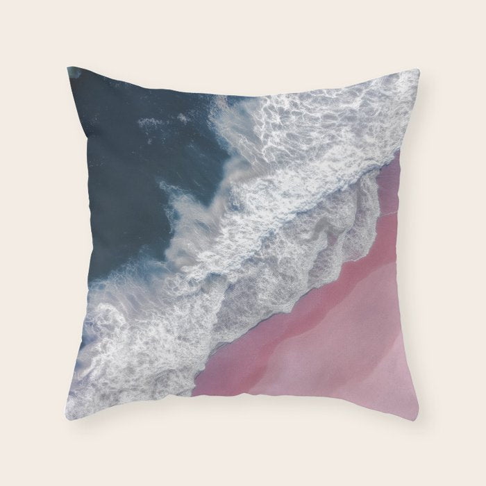 Pink Shoreline - Aerial Ocean Photography Print Throw Pillow Gallery Image 6