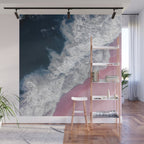 Pink Shoreline - Aerial Ocean Photography Print Wall Mural Gallery Image 1