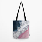 Pink Shoreline - Aerial Ocean Photography Print Tote Bag Gallery Image 2