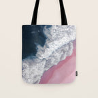 Pink Shoreline - Aerial Ocean Photography Print Tote Bag Gallery Image 1