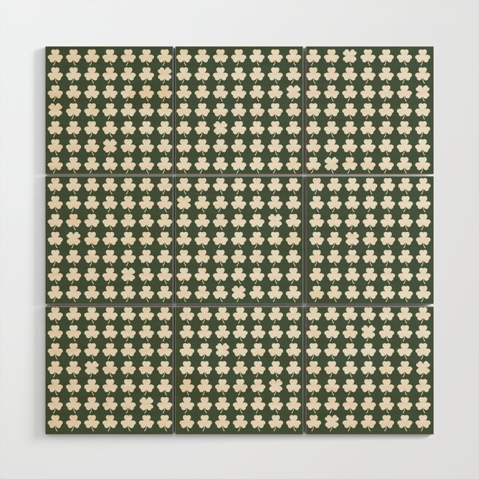 Clovers XXXIX Dark Green Botanical Pattern Wood Wall Art Gallery Image 1