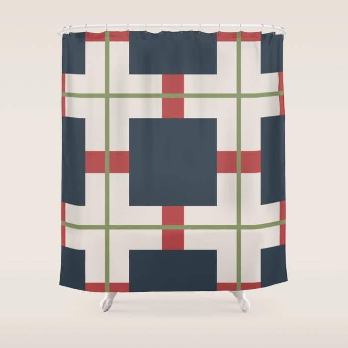 Classic Holiday Plaid Pattern Shower Curtain Gallery Image 1