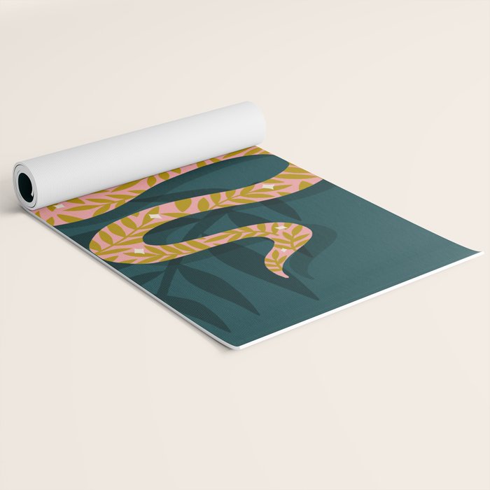 Tropical Serpent - Teal & Blush Yoga Mat Gallery Image 2