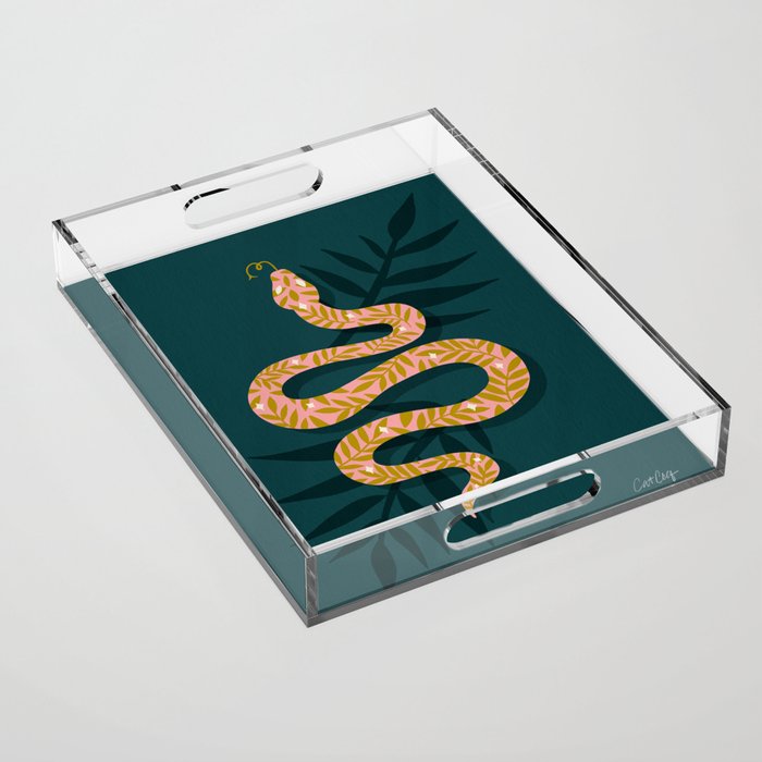 Tropical Serpent - Teal & Blush Acrylic Tray Gallery Image 1